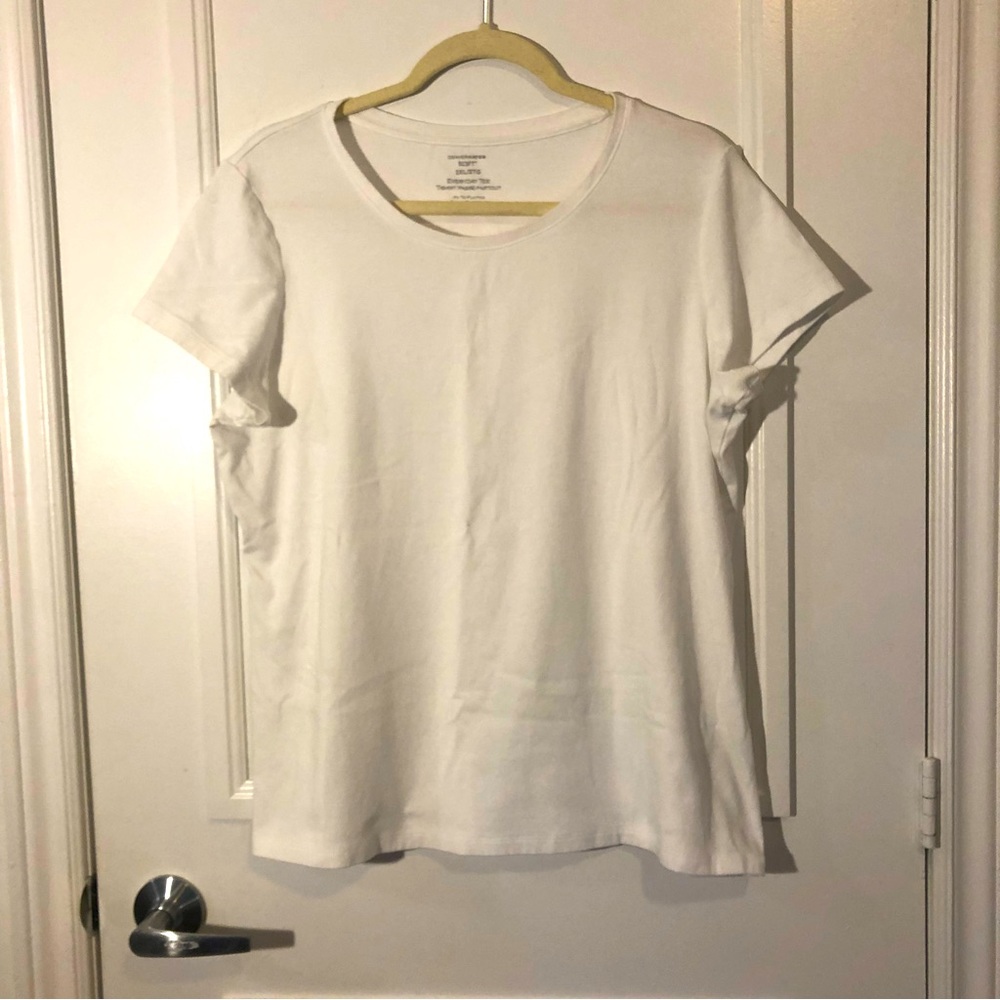 DENVER HAYES Plain White T-Shirt, Cotton, Women’s Size 2XL
